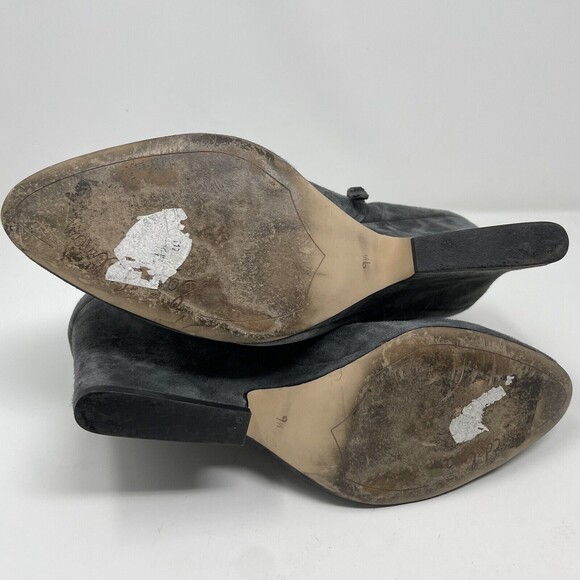 Sam Edelman Wilson Gray Suede Leather Zip High Wedge Heel Ankle Boots Size 9.5 M - Picture 8 of 9